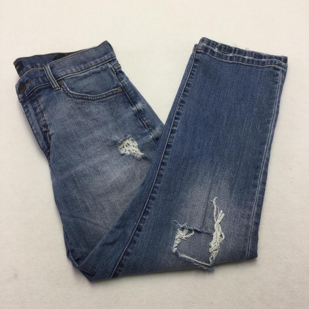 Banana Republic Girlfriend Jeans Womens 30 Blue Medium Wash Distressed Straight